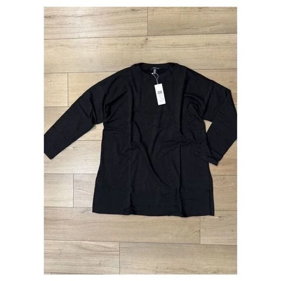 Eileen Fisher Boxy Tunic Shirt Womens XXS Black sweater luxury Oversized $189 - Picture 4 of 4
